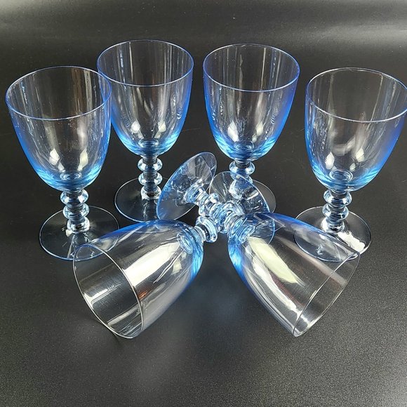 Dining Vintage Aqua Blue Wine Glasses Set Of 6 Poshmark